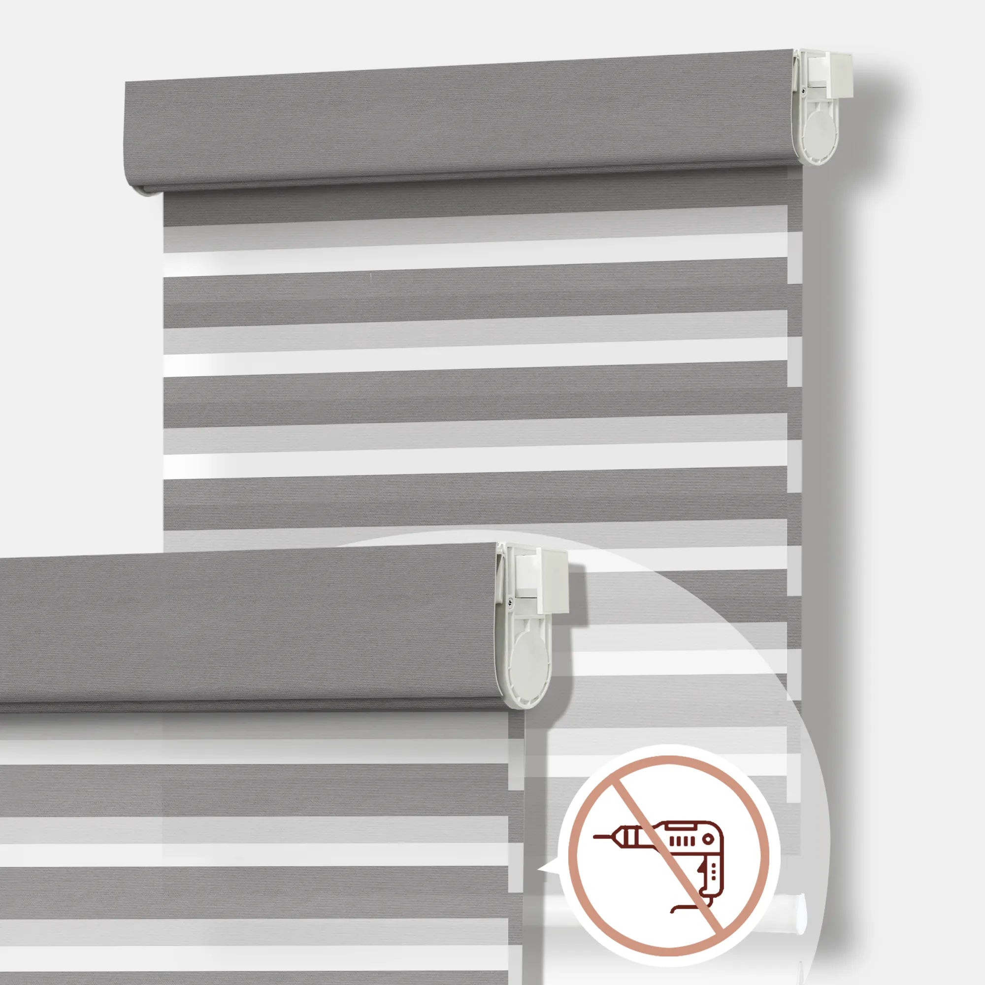 Aprilsmart No Drill Motorized Zebra Roller Blinds 85% Blackout